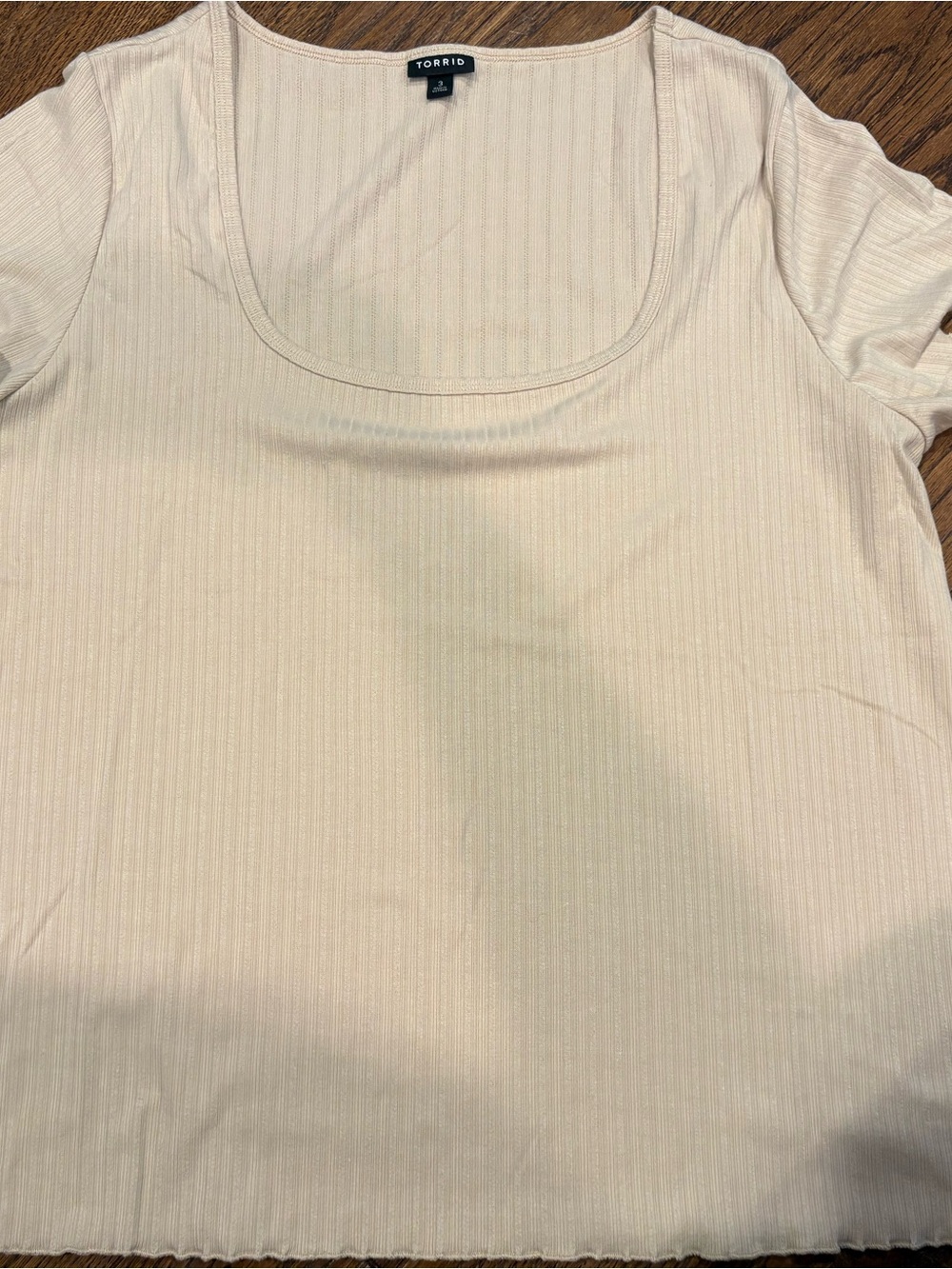 torrid tan 3x  Ribbed Square-Neck Short Sleeve Top